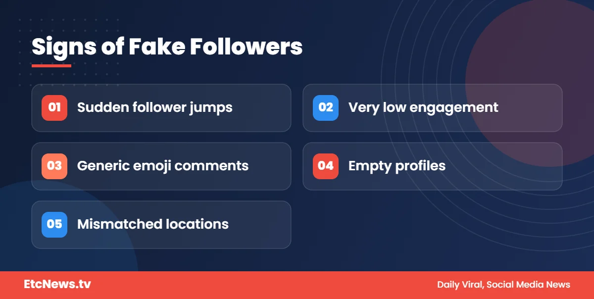 Warning signs of fake followers on influencer accounts